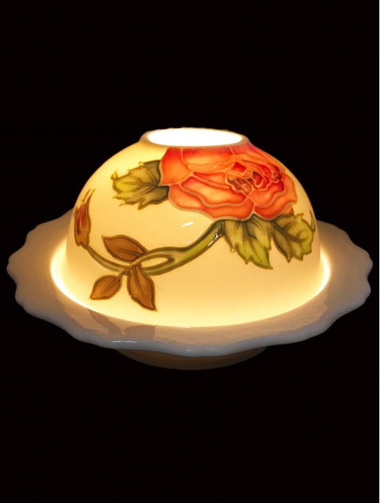 Hand Painted Porcelain Flower Dome Light with LED base